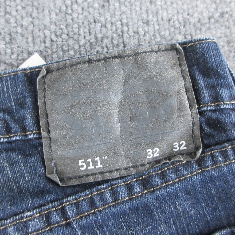 Levis 511 Jeans Mens 32x32 Blue Slim Straight Dark Wash Stretch Denim Workwear - Picture 9 of 12